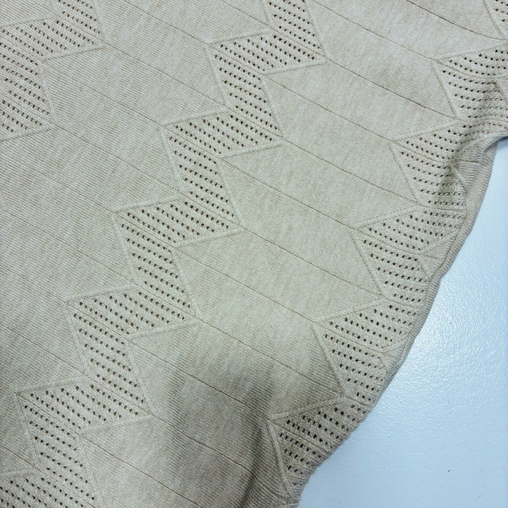Vila Milano Womens Beige Knit Sweater Size Medium Long Sleeve Textured Chevron - Picture 3 of 11